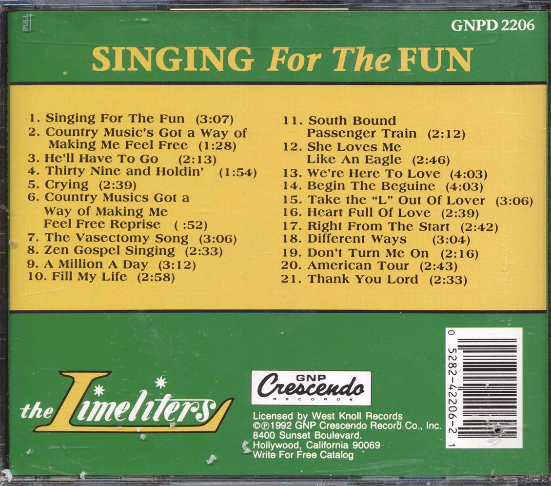 The Limeliters - Singing For The Fun - CD, CD