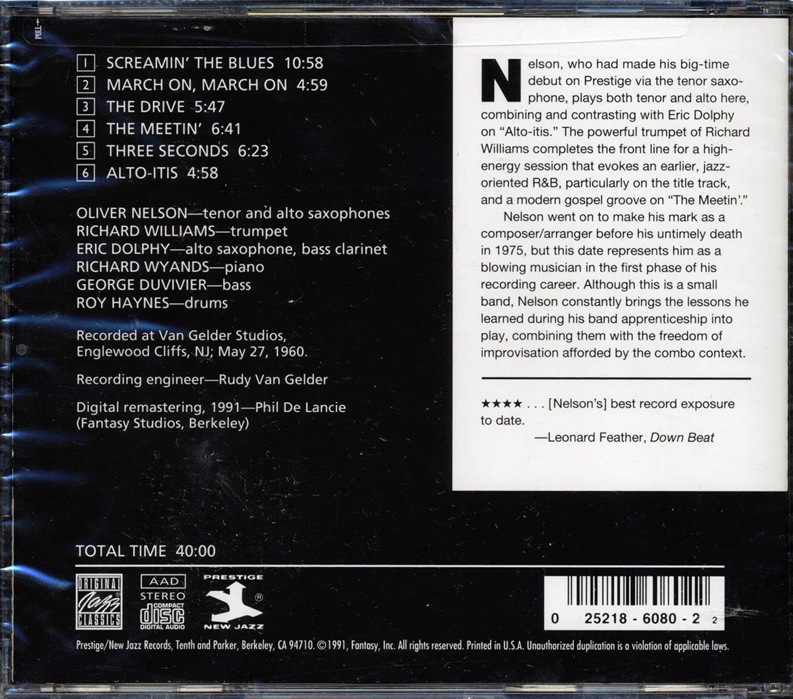Oliver Nelson Sextet, Eric Dolphy, Richard Williams - Screamin' The Blues - CD, CD