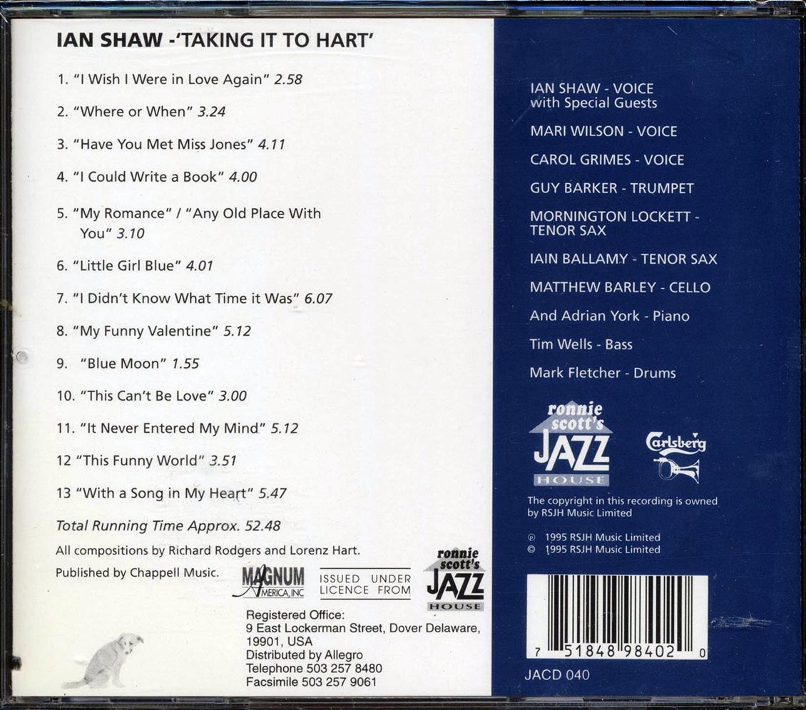 Ian Shaw - Taking It To Hart: The Songs Of Rodgers & Hart (marked/ltd stock) - CD, CD
