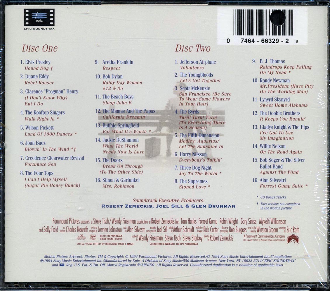 Elvis Presley, Duane Eddy, Joan Baez, The Four Tops, Etc. - Forrest Gump: The Soundtrack (32 tracks) (2xCD) (marked/ltd stock) - CD, CD