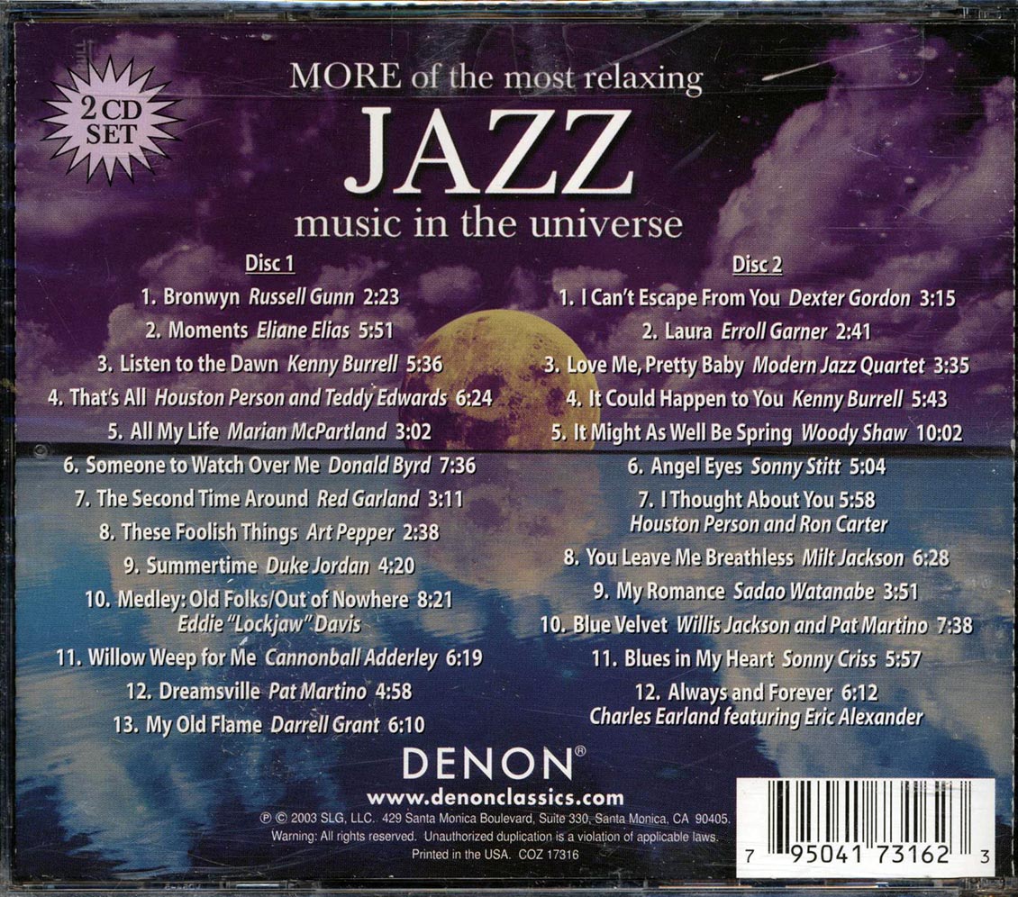 Russell Gunn, Eliane Elias, Kenny Burrell, Art Pepper, Etc. - More Of The Most Relaxing Jazz Music In The Universe (25 tracks) (2xCD) - CD, CD