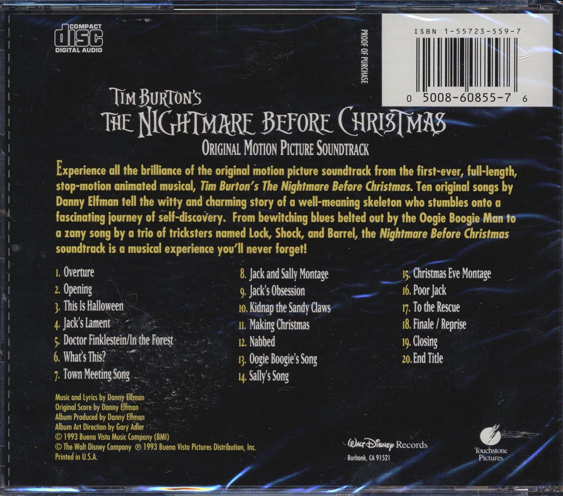 Danny Elfman - Tim Burton's The Nightmare Before Chirstmas: Original Motion Picture Soundtrack - CD, CD