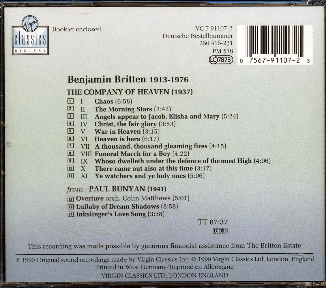 Britten, London Philharmonic Choir, Enlish Chamber Orchestra, Philip Brunelle - The Company Of Heaven; Paul Bunyan - CD, CD