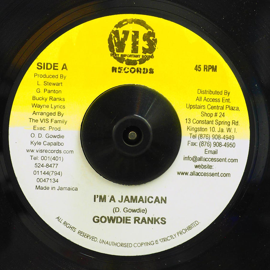 Gowdie Ranks - I'm A Jamaican  /  Version (rhythm: "Index") -- 7"