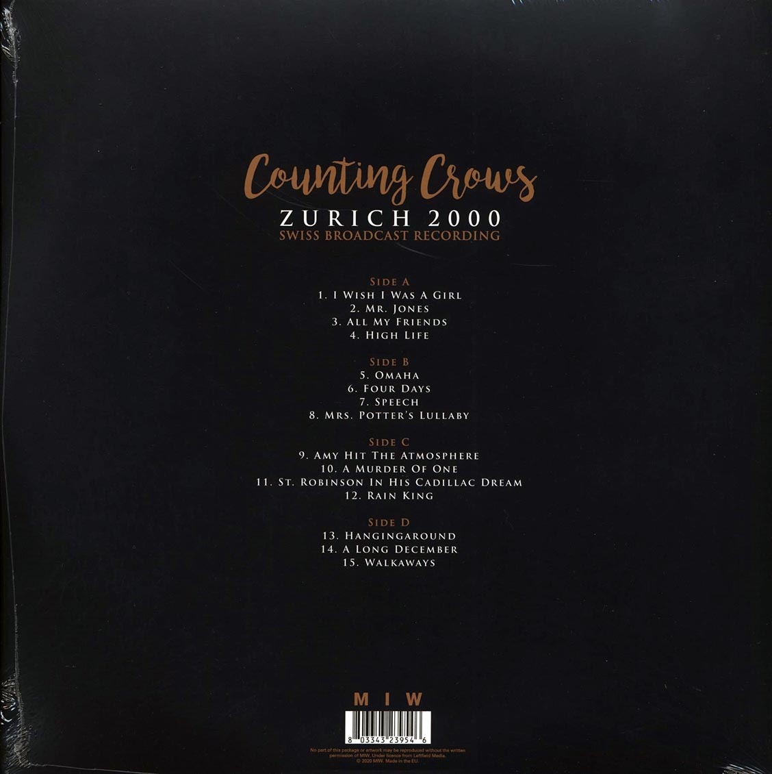 Counting Crows - Zurich 2000: Swiss Broadcast Recording (2xLP) - Vinyl LP, LP