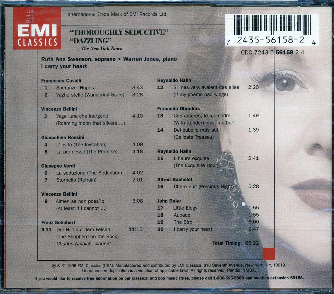 Ruth Ann Swenson, Warren James - I Carry Your Heart - CD, CD