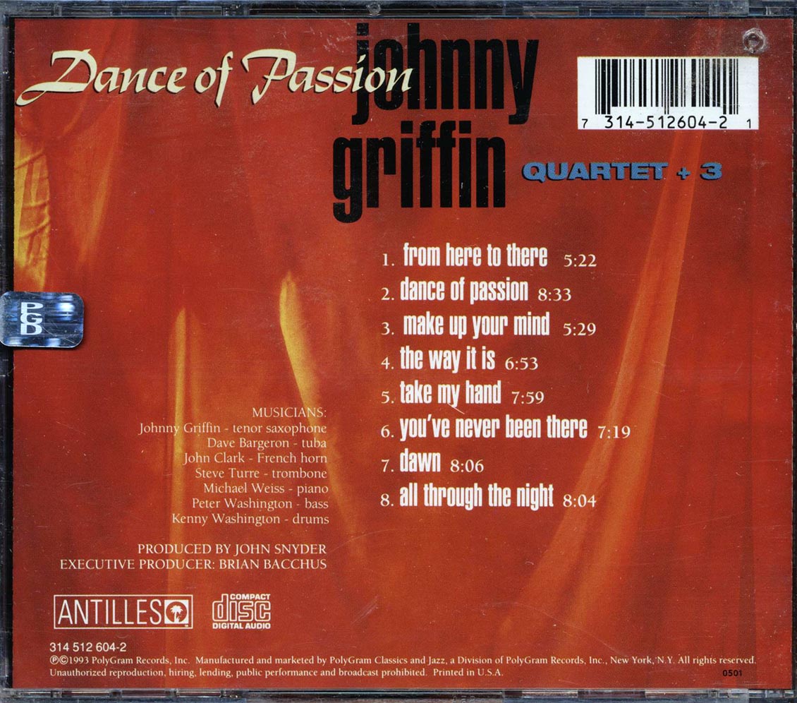 The Johnny Griffin Quartet - Dance Of Passion - CD, CD