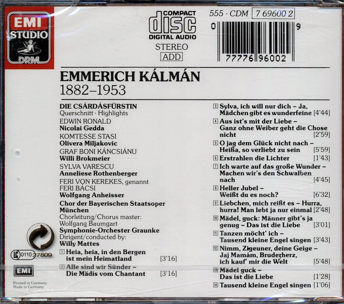 Emmerich Kalman - Die Csardasfurstin - CD, CD