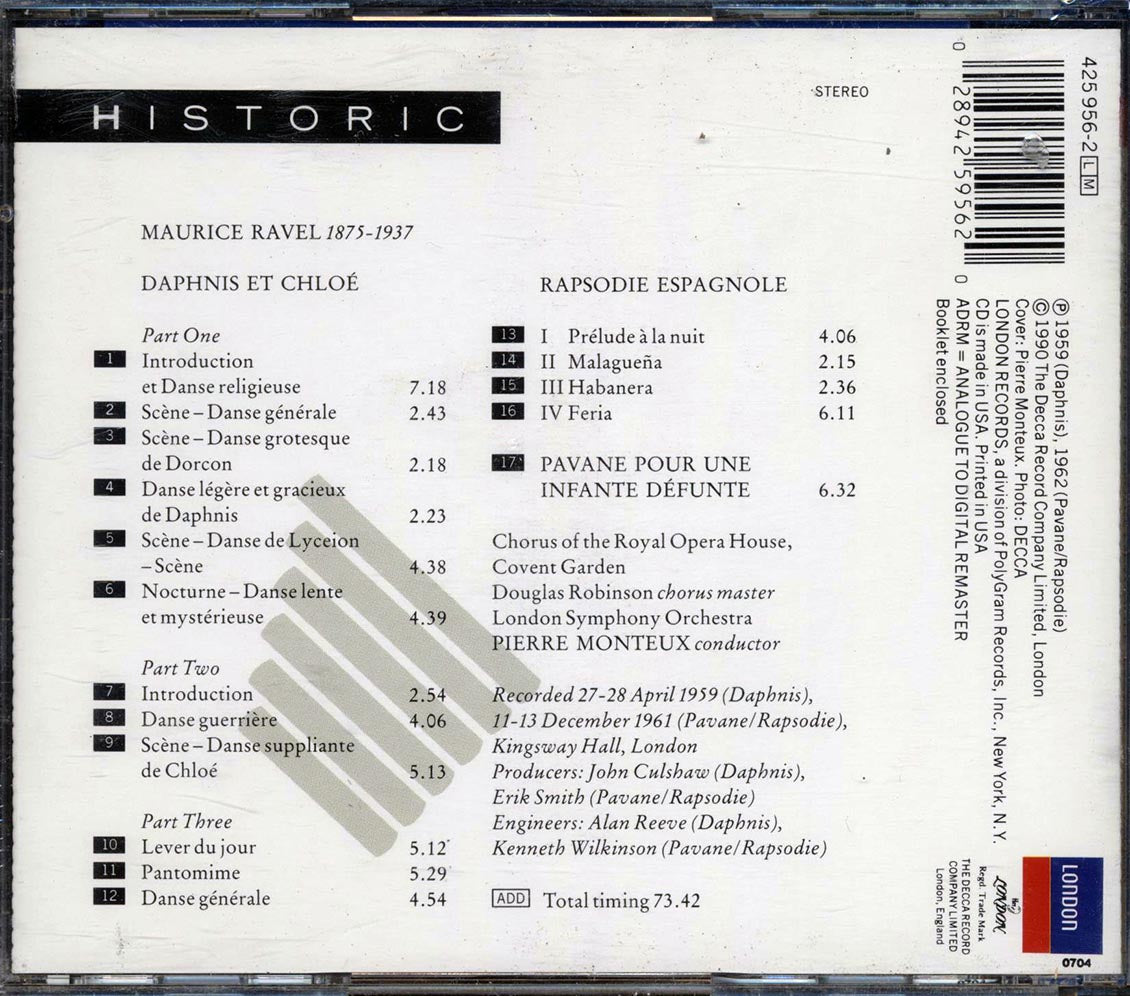 Ravel, Monteux, London Symphony Orchestra - Daphnis Et Chloe - CD, CD