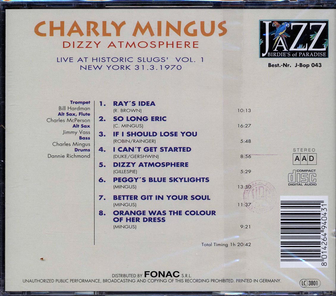 Charly Mingus - Dizzy Atmosphere - CD, CD