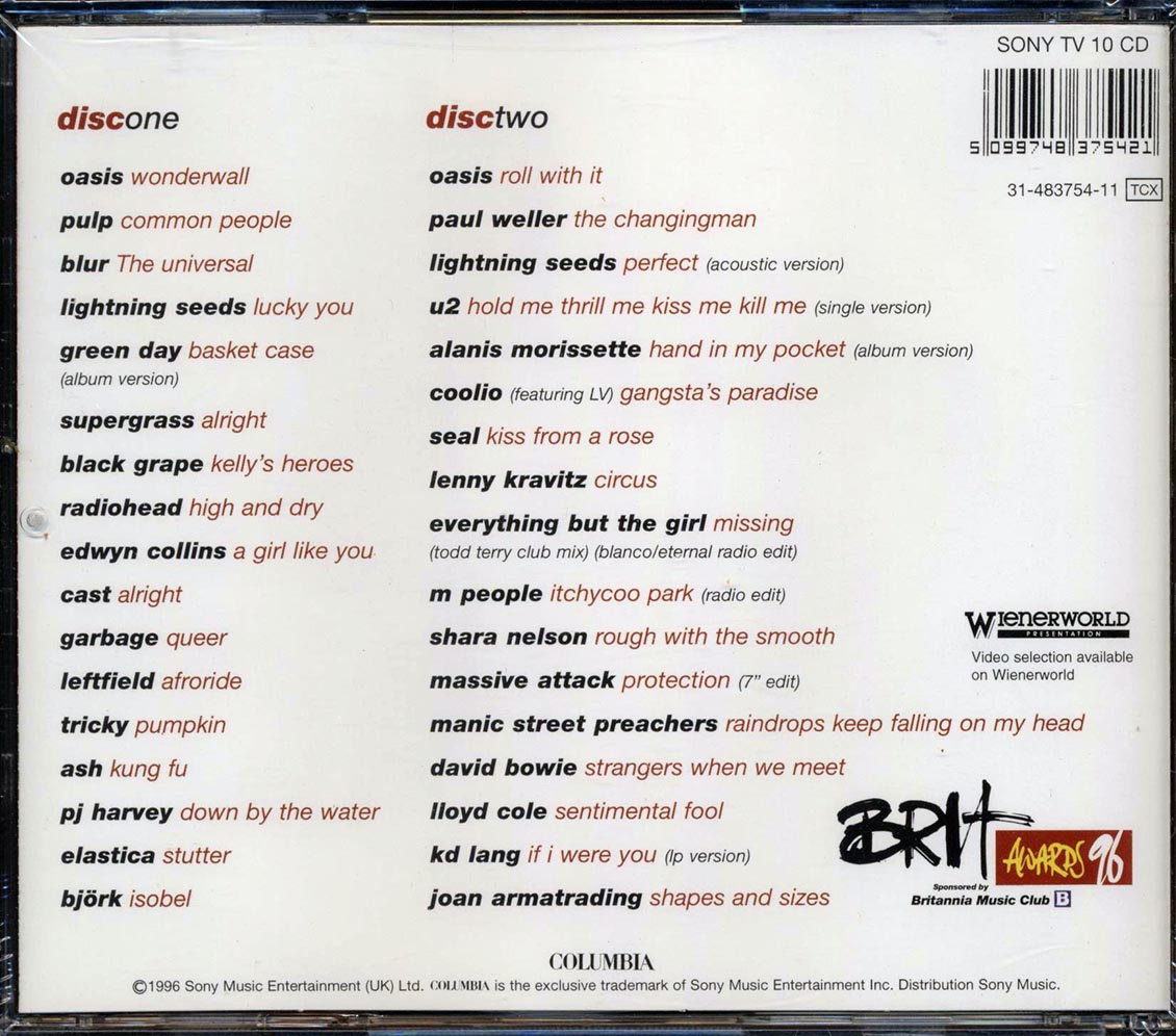 Oasis, Pulp, Geen Day, Radiohead, Etc. - The '96 Brit Awards - CD, CD