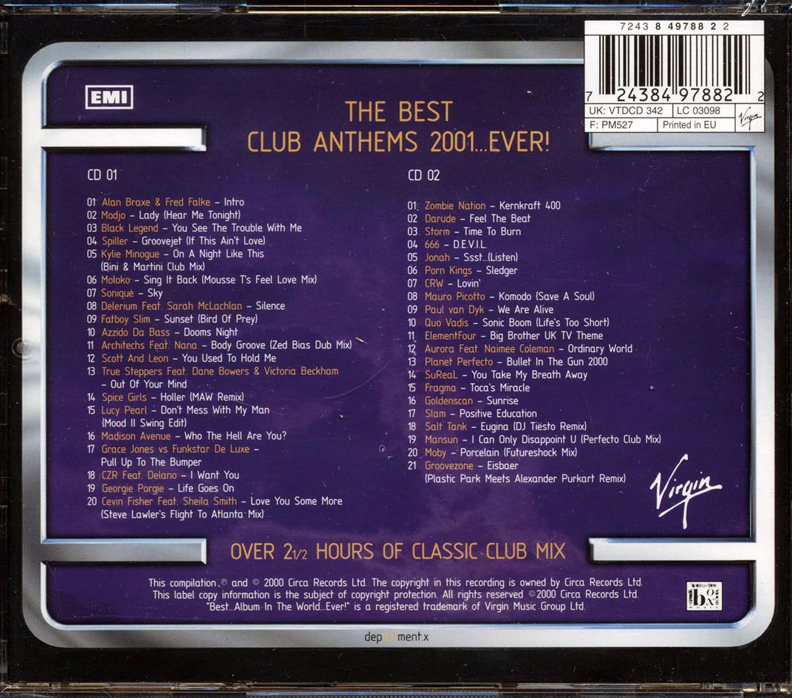 Kylie Minogue, Moloko, Sonique, Etc. - The Best Club Anthems 2001 Ever (41 tracks) (2xCD) - CD, CD