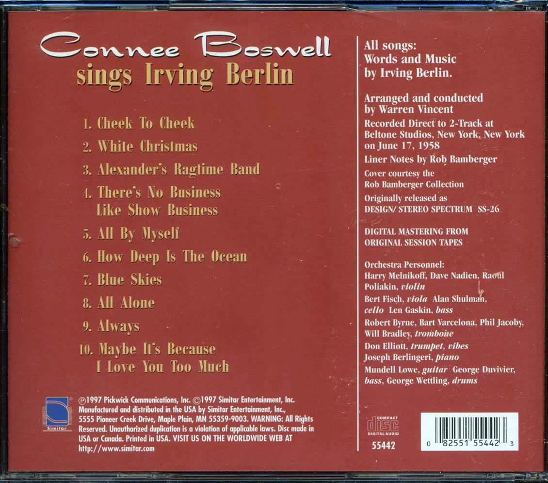 Connee Boswell - Miss Connee Boswell Sings Irving Berlin: A Golden Anniversary Tribute - CD, CD