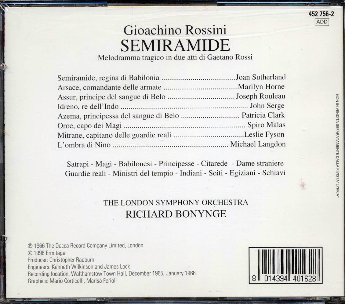Rossini, Sutherland, Horne, Serge, Rouleau, Malas - Semiramide: Atto II - CD, CD
