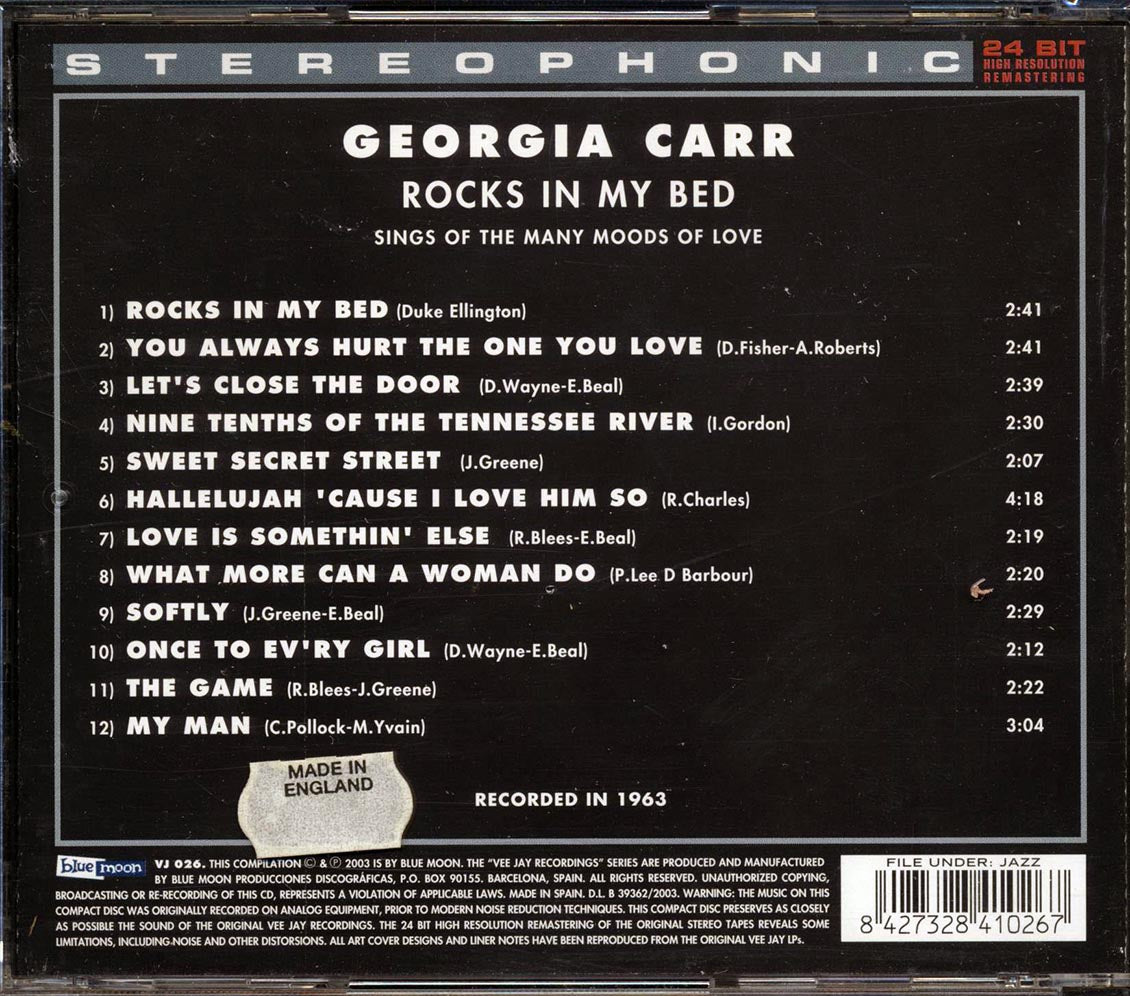 Georgia Carr - Rocks In My Bed: Sings Of The Many Moods Of Love - CD, CD