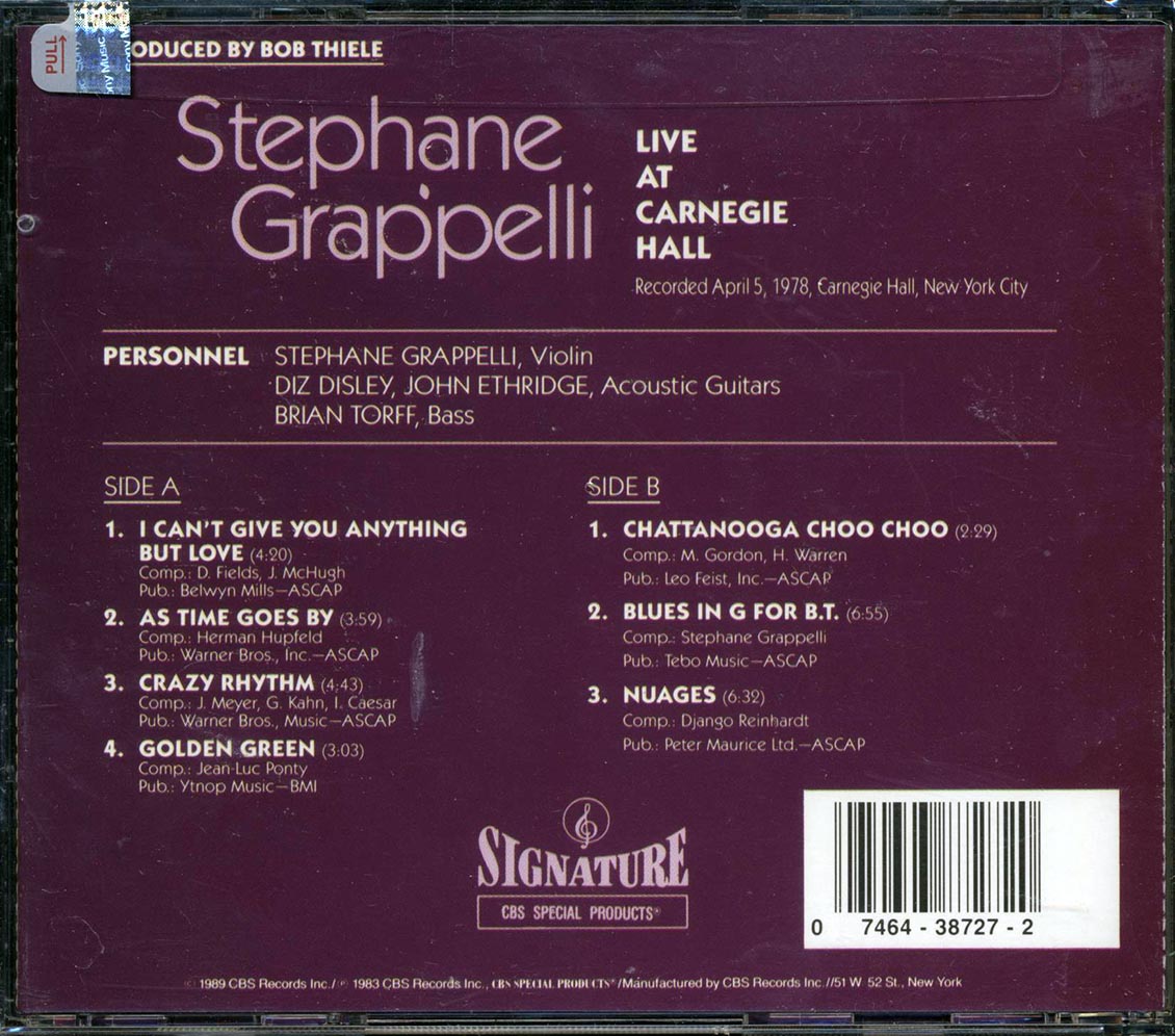 Stephane Grappelli - Live At Carnegie Hall - CD, CD