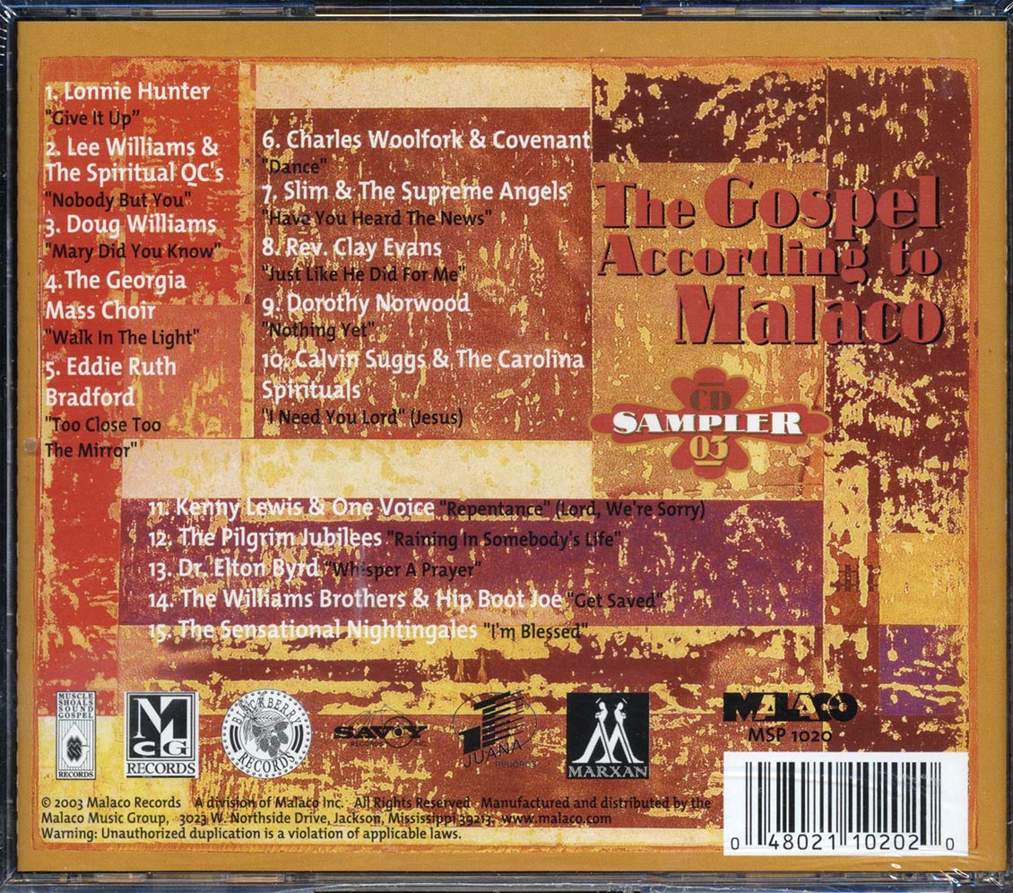 Lonnie Hunter, Douglas Williams, Georgia Mass Choir, Etc. - The Gospel According To Malaco: CD Sampler 03 - CD, CD