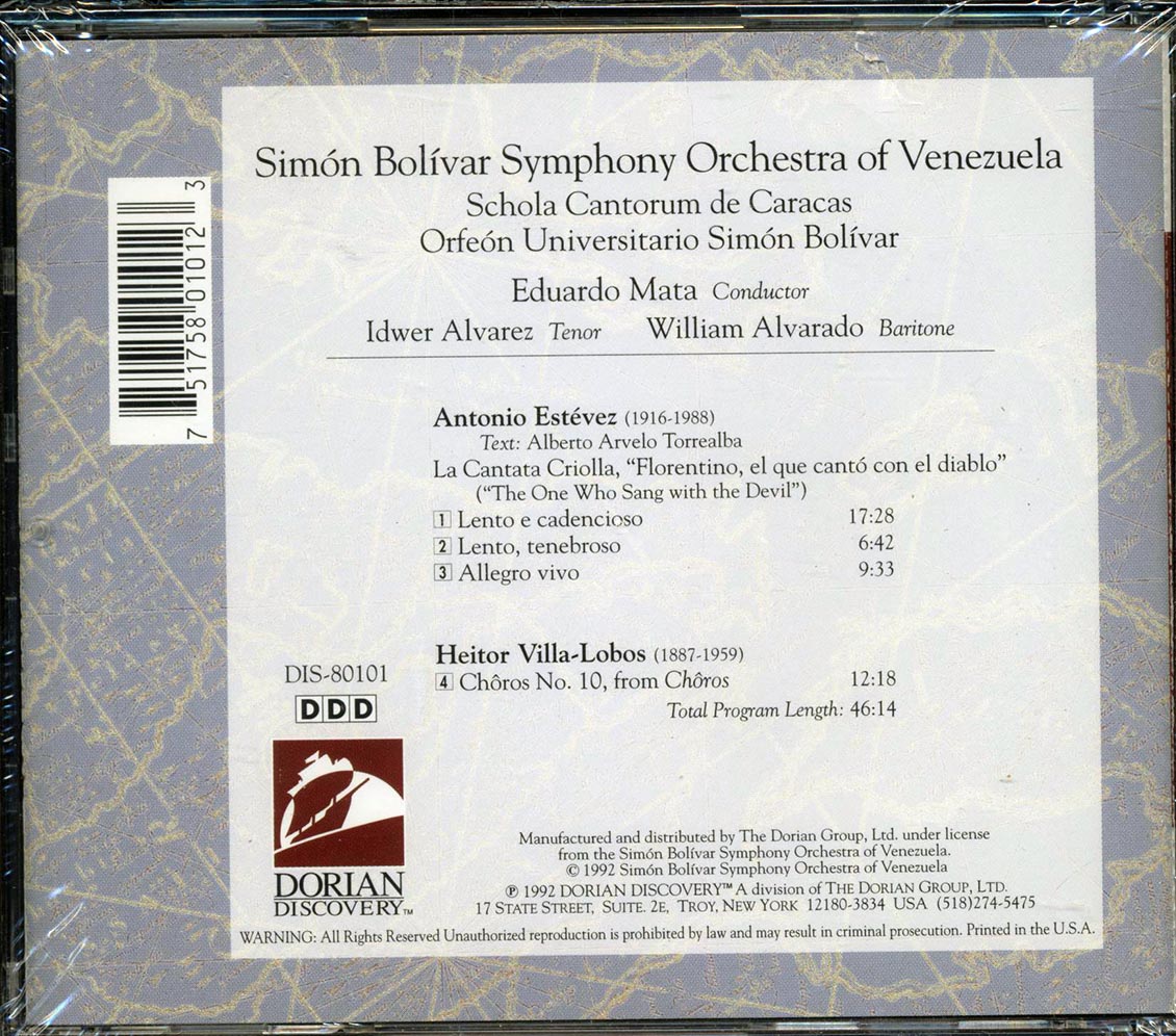 Simon Bolivar Symphony Orchestra Of Venezuela, Eduardo Mata - Estevez: La Cantata Criollo / Villa-Lobos: Choros No. 10 - CD, CD
