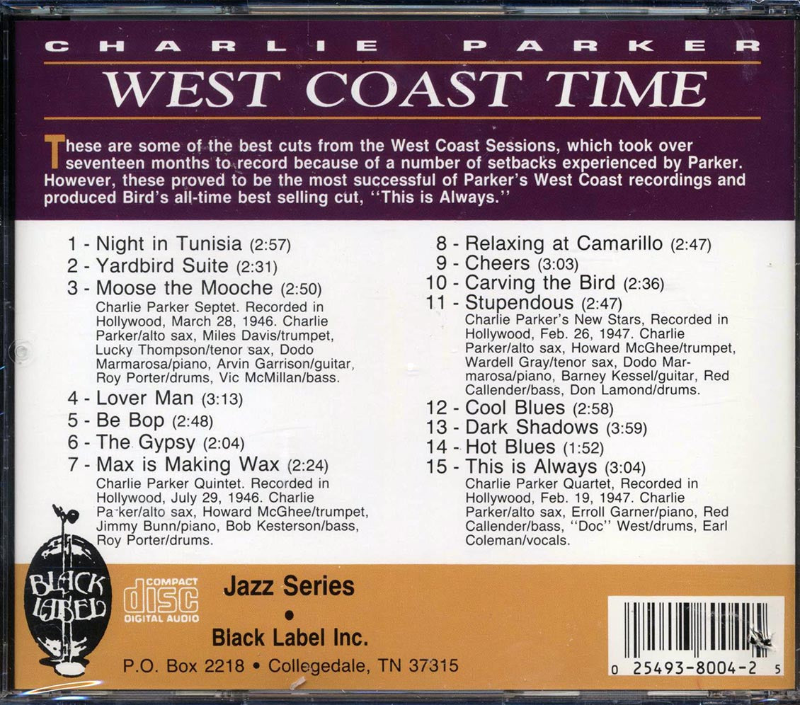Charlie Parker - West Coast Time - CD, CD
