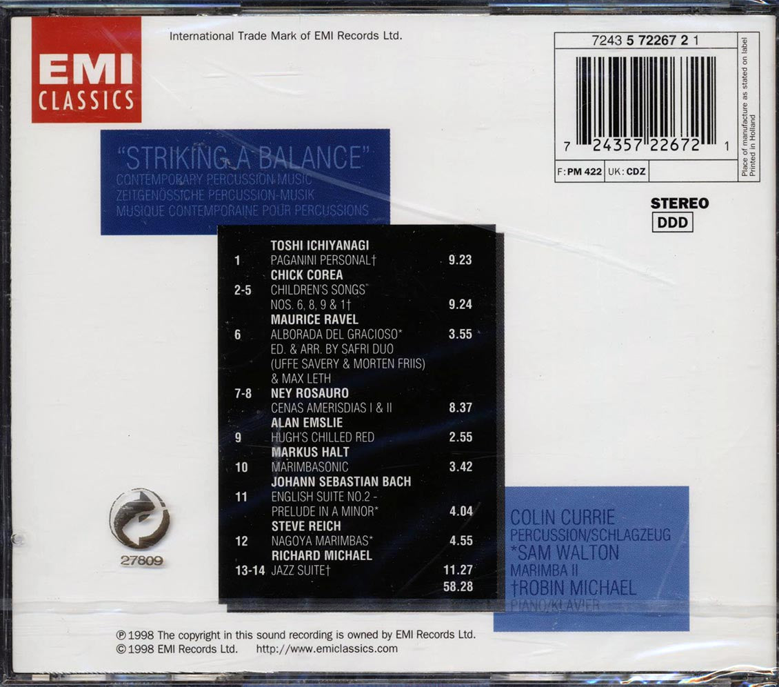 Bolin Currie, Sam Walton, Robin Michael - Striking A Blance: Contemporary Percussion Music - CD, CD