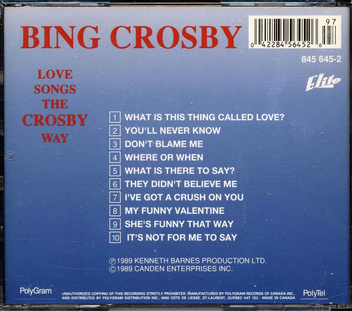 Bing Crosby - Love Songs The Crosby Way - CD, CD