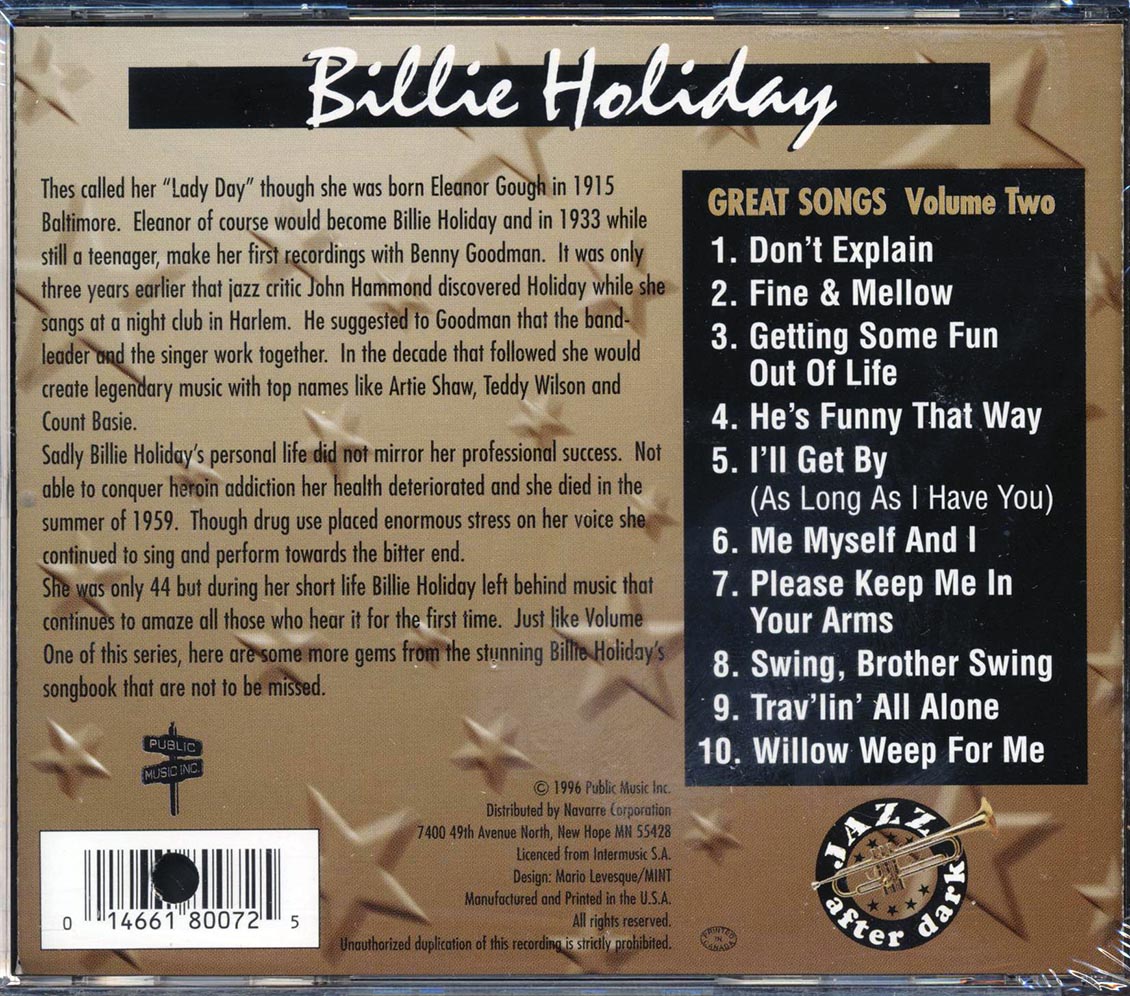Billie Holiday - Jazz After Dark: Great Songs Volume 2 (marked/ltd stock) - CD, CD