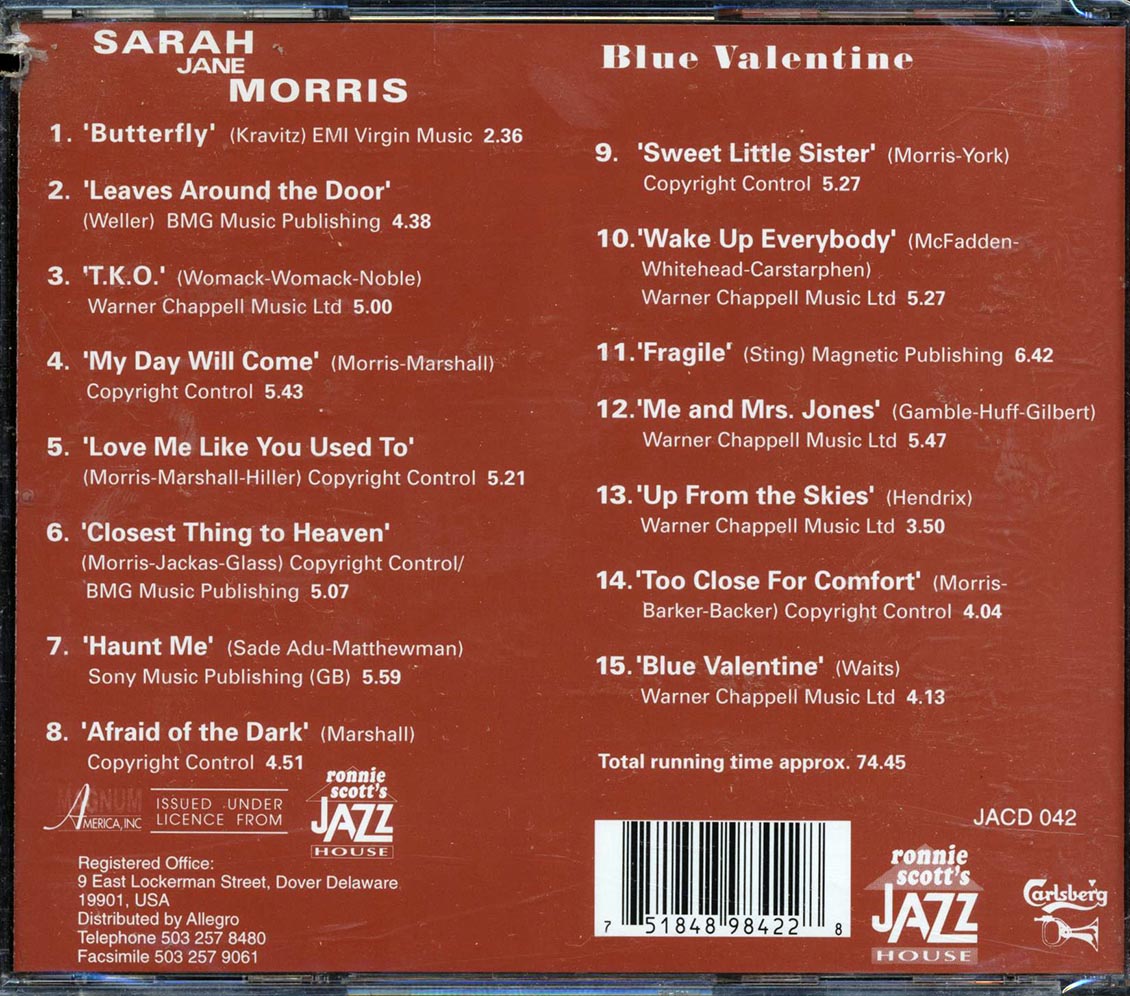 Sarah Jane Morris - Blue Valentine - CD, CD