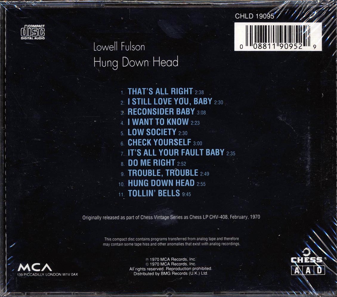 Lowell Fulson - Hung Down Head - CD, CD