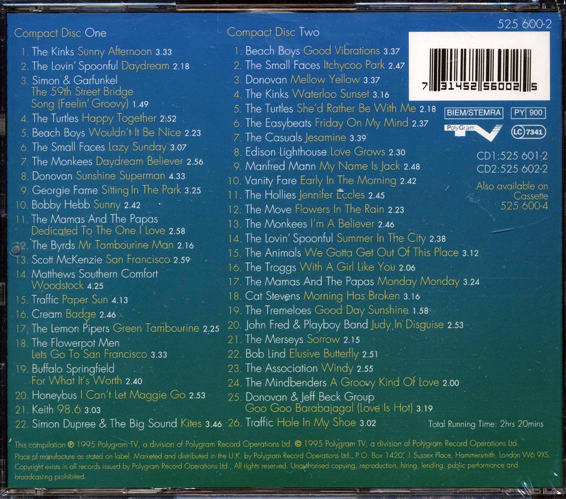 The Kinks, The Lovin' Spoonful, Simon & Garfunkel, The Beach Boys, Etc. - Sunny Afternoons (48 tracks) (2xCD) - CD, CD