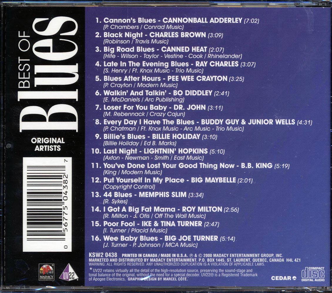 Cannonball Adderley, Charles Brown, Canned Heat, Ray Charles, Etc. - Best Of Blues - CD, CD
