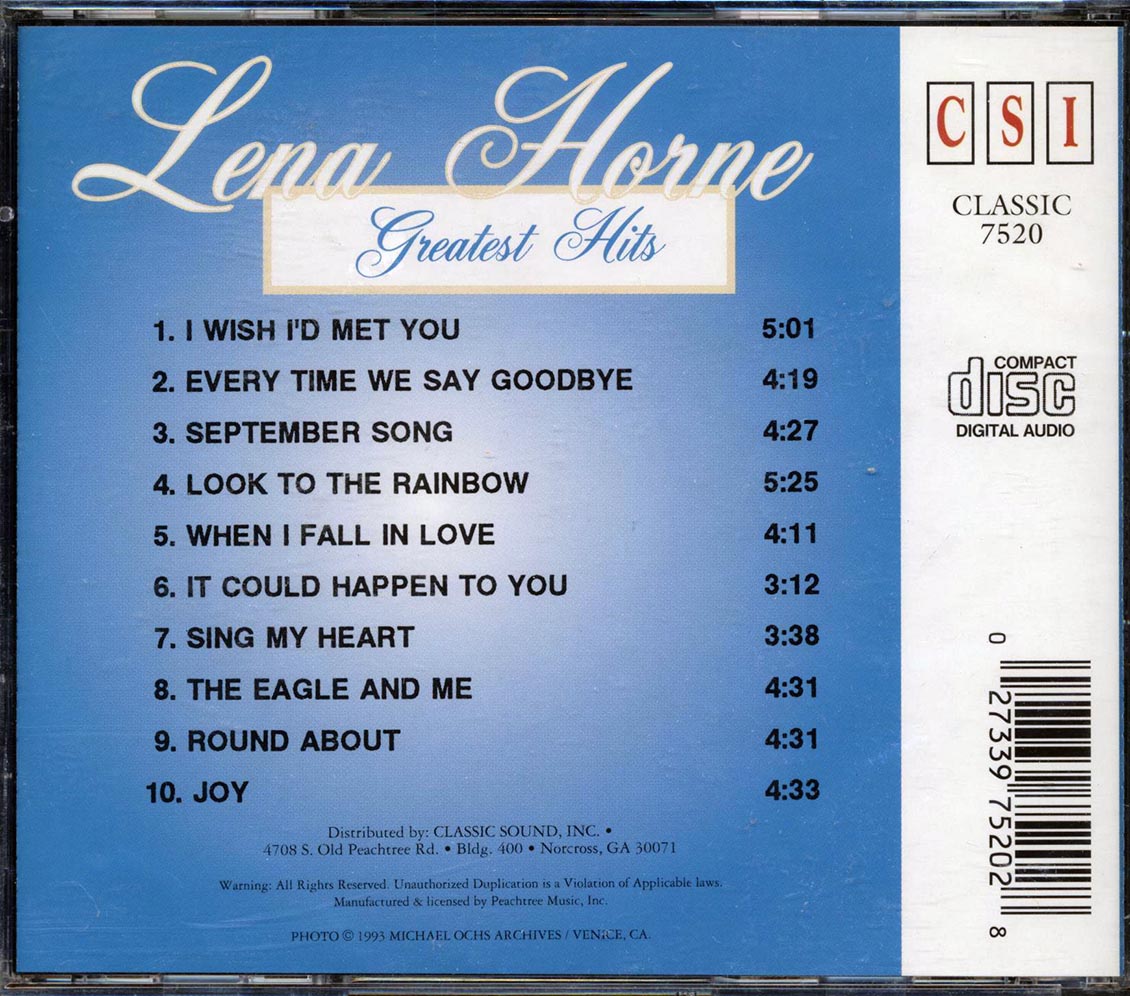 Lena Horne - Greatest Hits - CD, CD