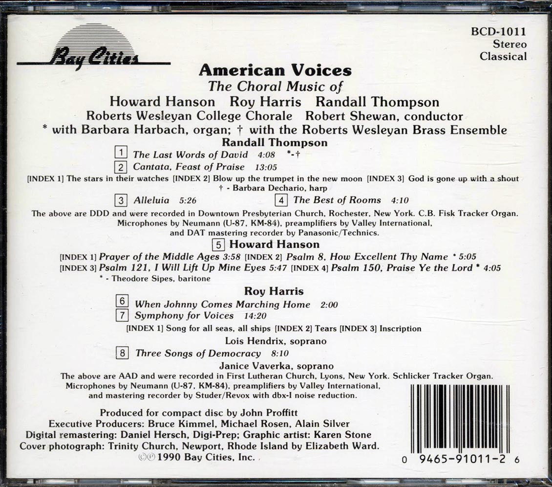 Howard Hanson, Roy Harris, Randall Thompson - American Voices: The Choral Music - CD, CD