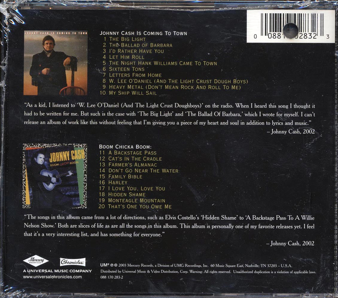 Johnny Cash - Johnny Cash Is Coming To Town + Boom Chicka Boom (marked/ltd stock) - CD, CD