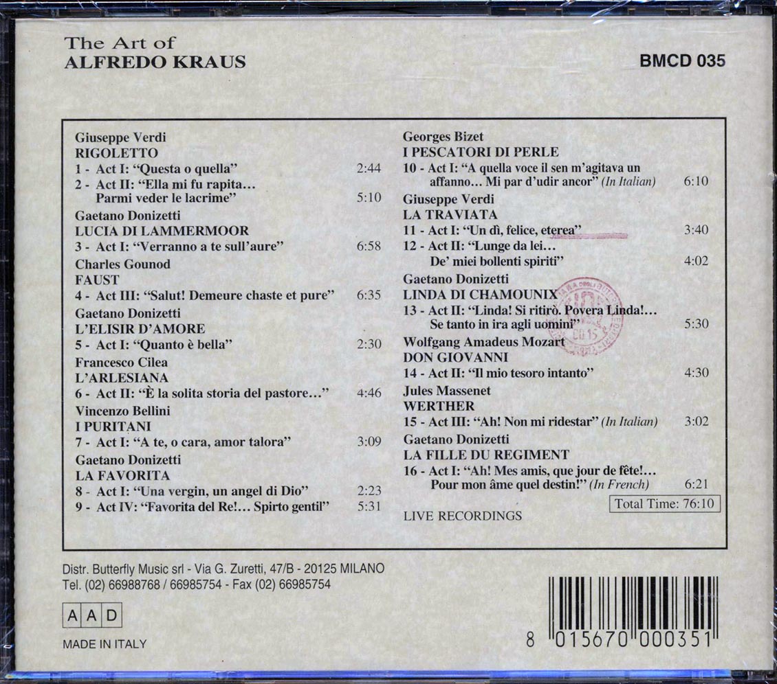 Alfredo Kraus - The Art Of Alfredo Kraus - CD, CD
