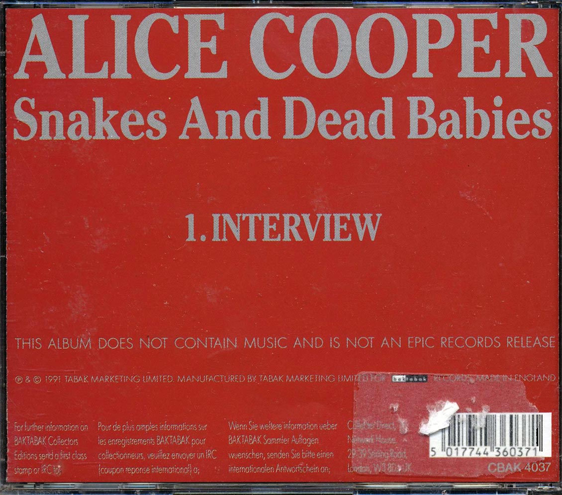 Alice Cooper - Snakes & Dead Babies - CD, CD