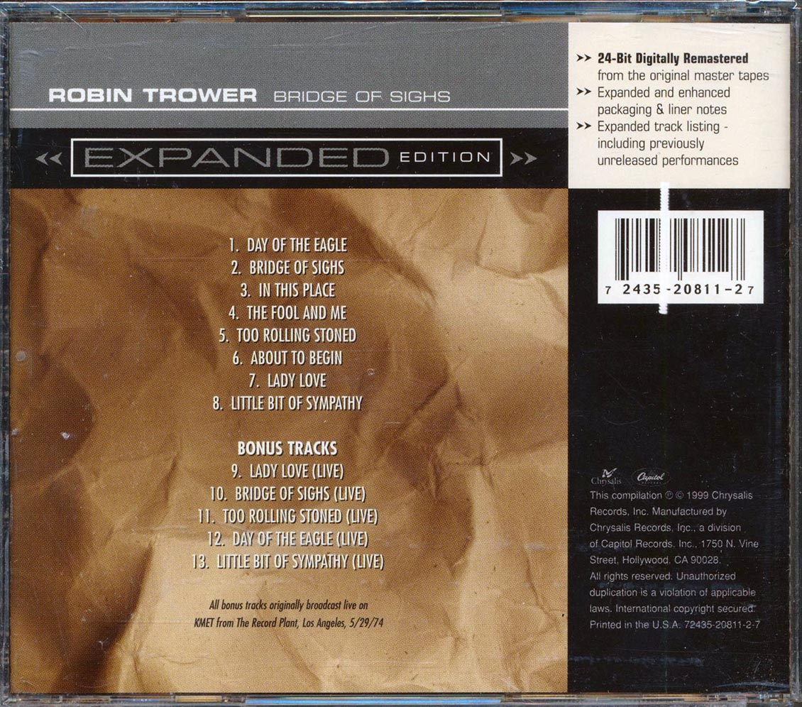 Robin Trower - Bridge Of Sighs (+5 bonus tracks) (expanded edition) (24-bit mastering) - CD, CD