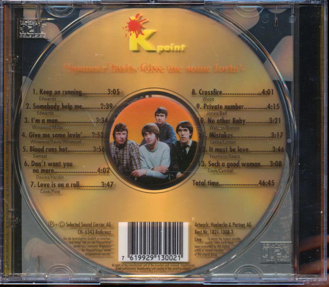 Spencer Davis  - Give Me Some Lovin - CD, CD