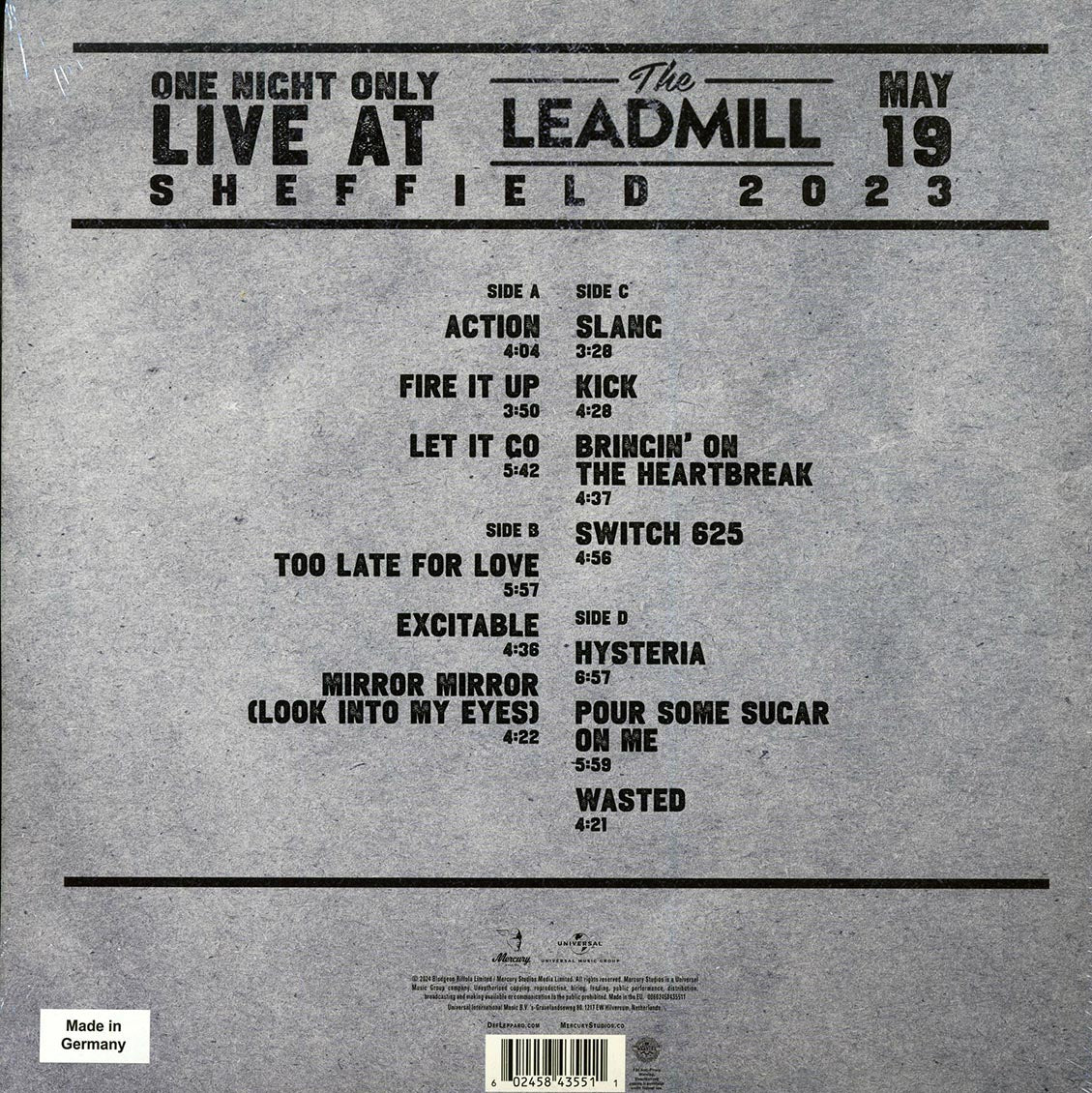 Def Leppard - One Night Only: Live At The Leadmill 2023 (RSD 2024) (ltd. ed.) (2xLP) (grey vinyl) - Vinyl LP, LP