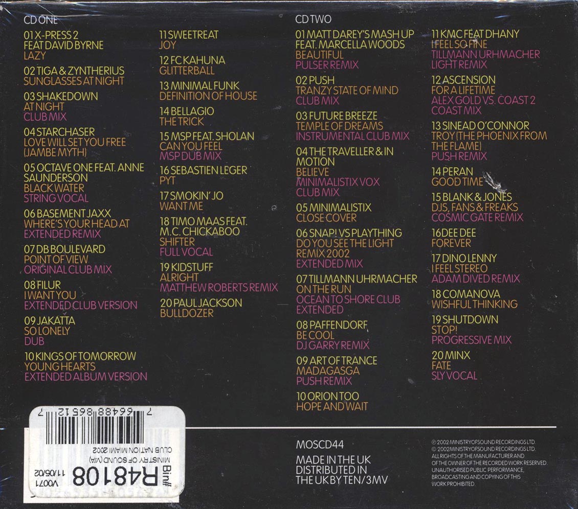 Sinead O'Connor, Smokin' Joe, Starchaser, Matt Darey, Etc. - Club Nation Miami 2002 (40 tracks) (2xCD) - CD, CD