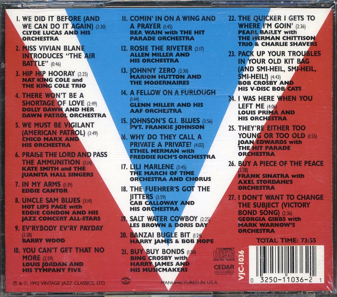 Frank Sinatra, Bng Crosby, Mat King Cole, Doris Day, Louis Jordan, Etc. - Something For The Boys: The Songs Of World War II (27 tracks) - CD, CD