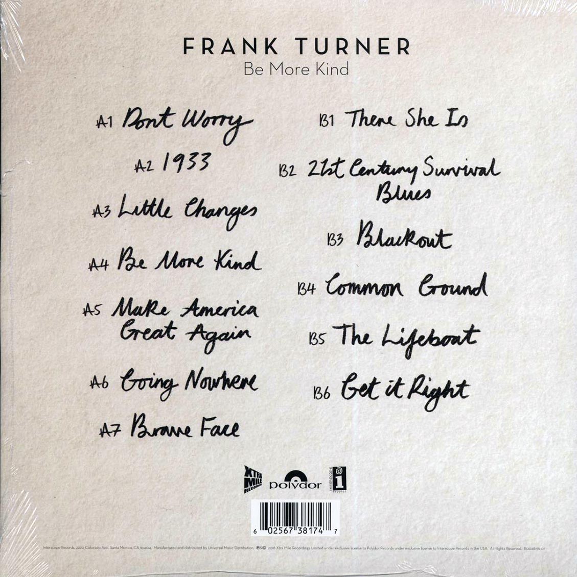 Frank Turner - Be More Kind (180g) - Vinyl LP, LP