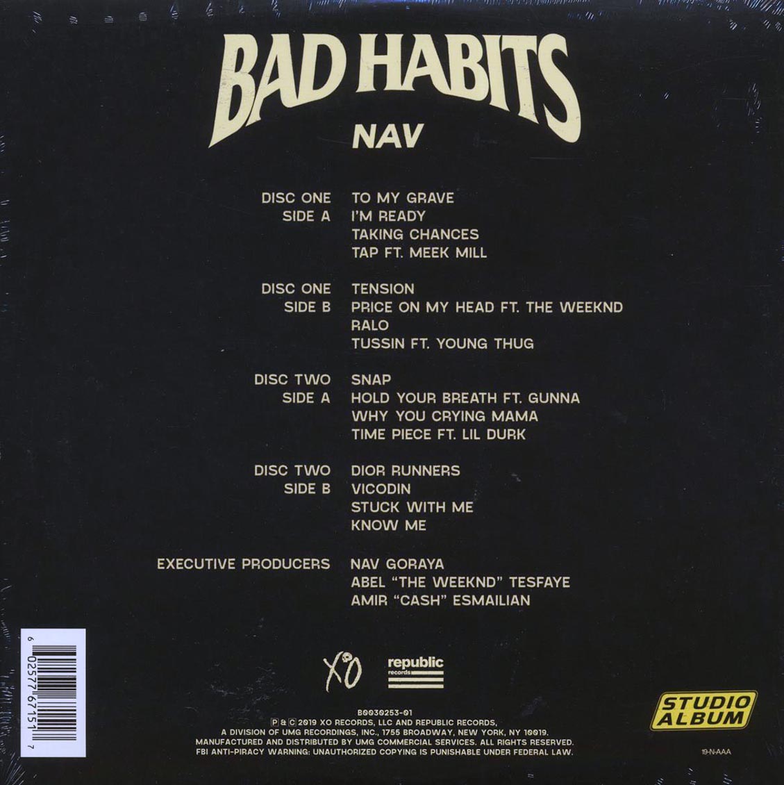 NAV - Bad Habits (2xLP) - Vinyl LP, LP