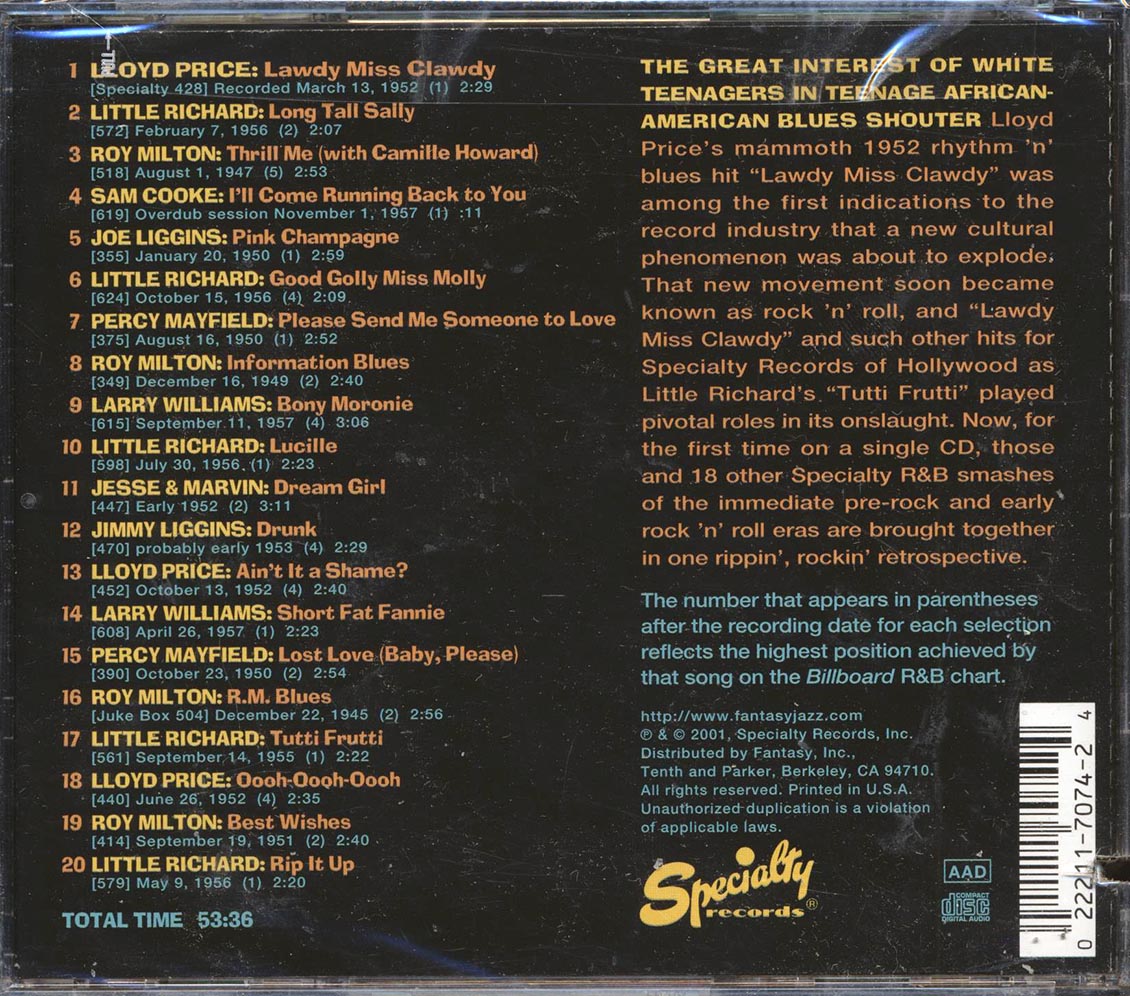 Sam Cooke, Little Richard, Roy Milton, Etc. - Specialty Records Greatest Hits (20 tracks) (marked/ltd stock) - CD, CD