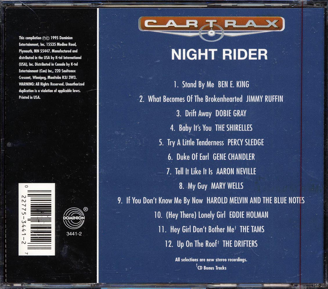 Ben E King, Mary Wells, Dobie Gray, The Drifters, Etc. - Car Trax: Night Rider - CD, CD