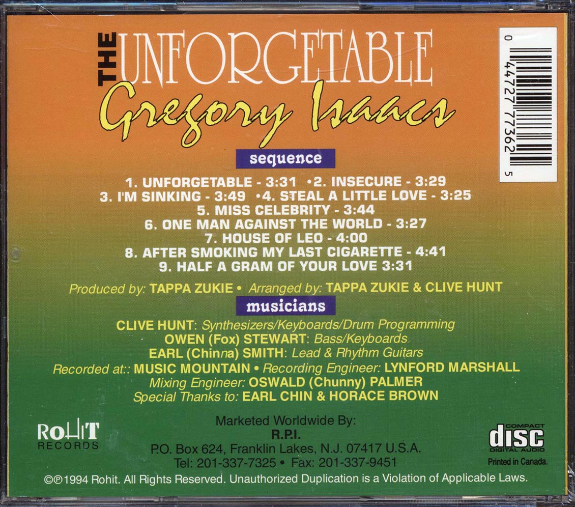 Gregory Isaacs - Unforgettable - CD, CD