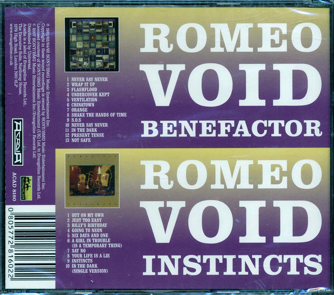 Romeo Void - Benefactor + Instincts (2 albums on 1 CD) (23 tracks) - CD, CD