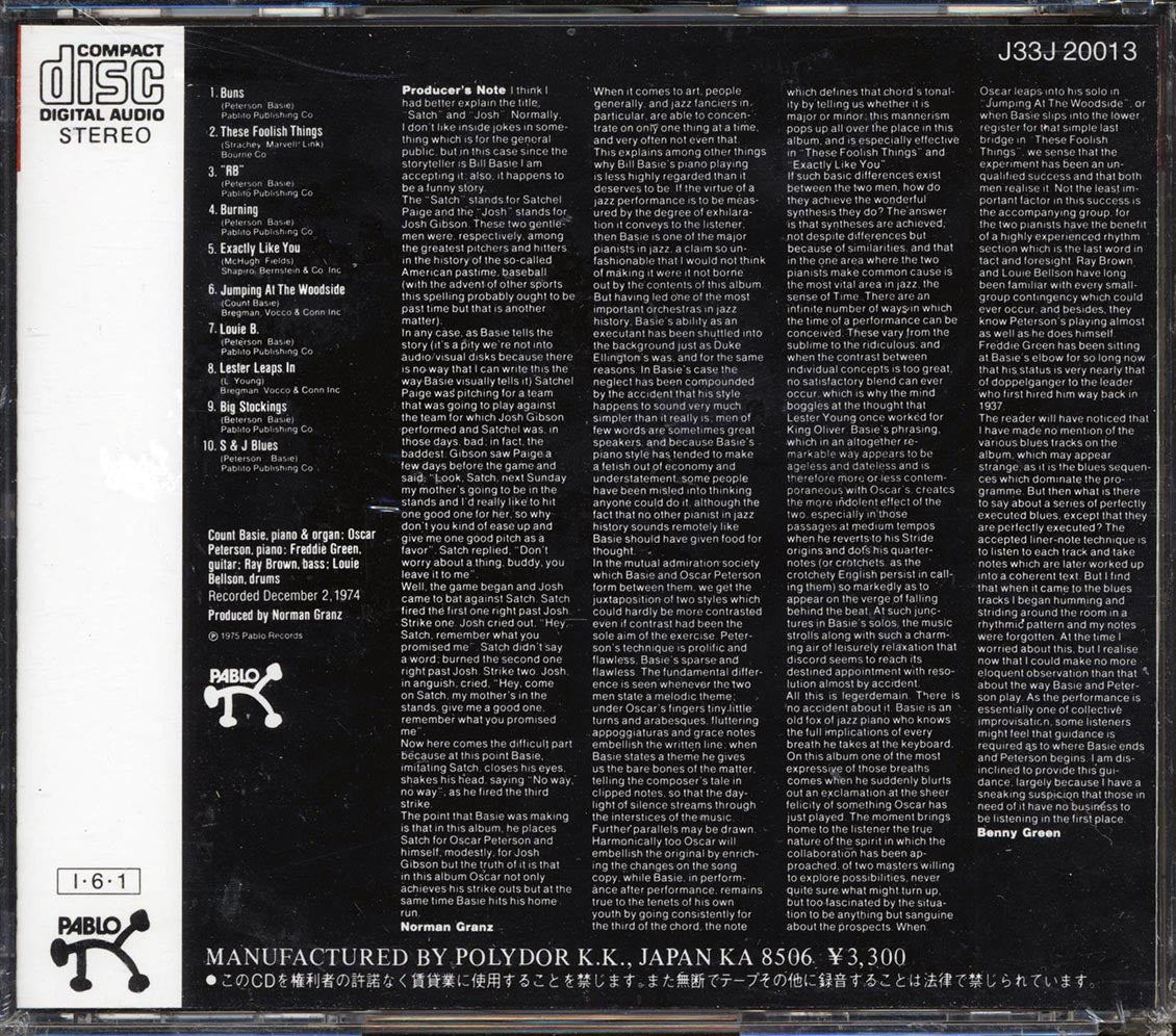 Oscar Peterson, Count Bassie - Satch & Josh (Japan) - CD, CD