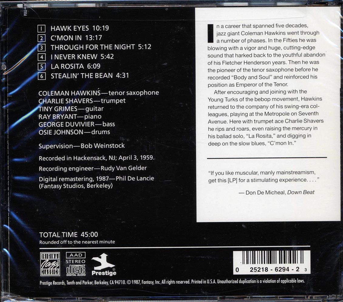 Coleman Hawkins - Hawk Eyes! - CD, CD