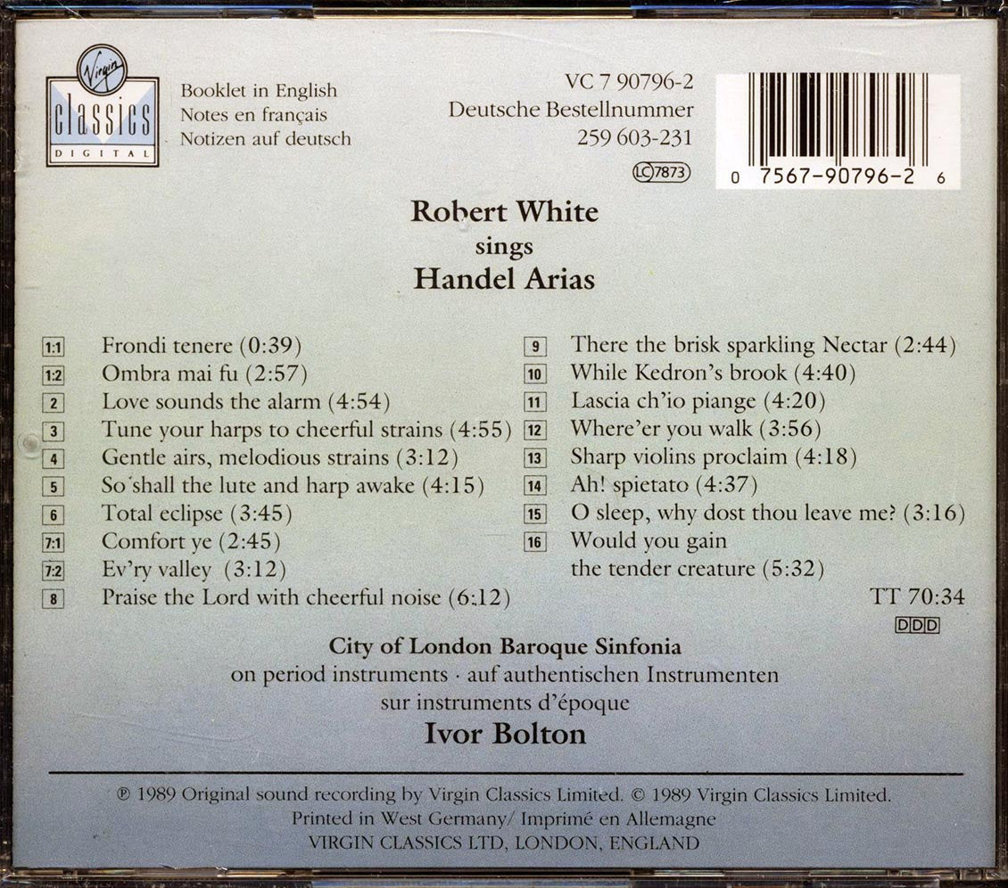 Robert White, City Of London Baroque Sinfonia - Robert White Sings Handel Arias - CD, CD