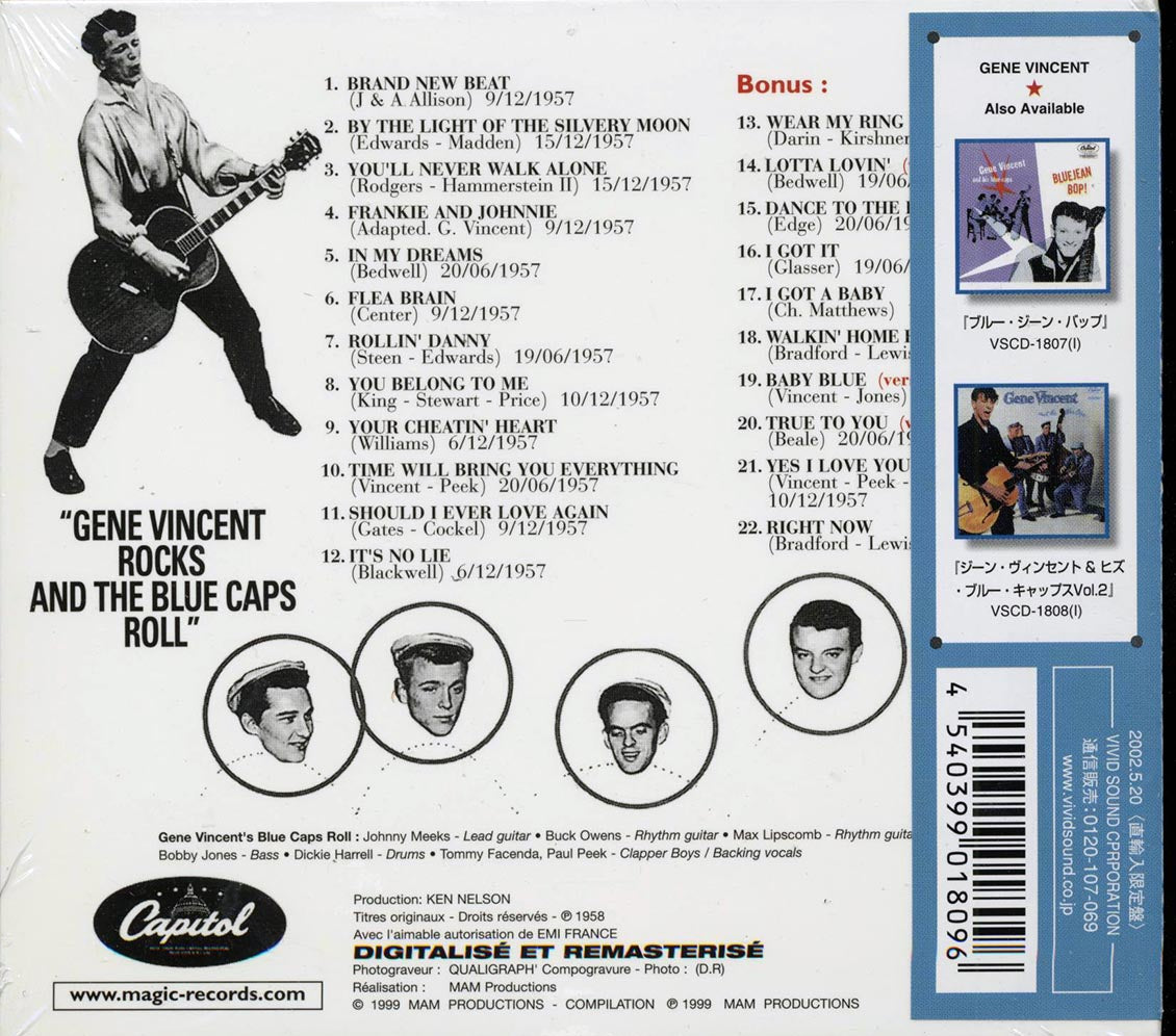 Gene Vincent - Gene Vincent Rocks! And The Blue Caps Roll (Japan) (+10 bonus tracks) - CD, CD